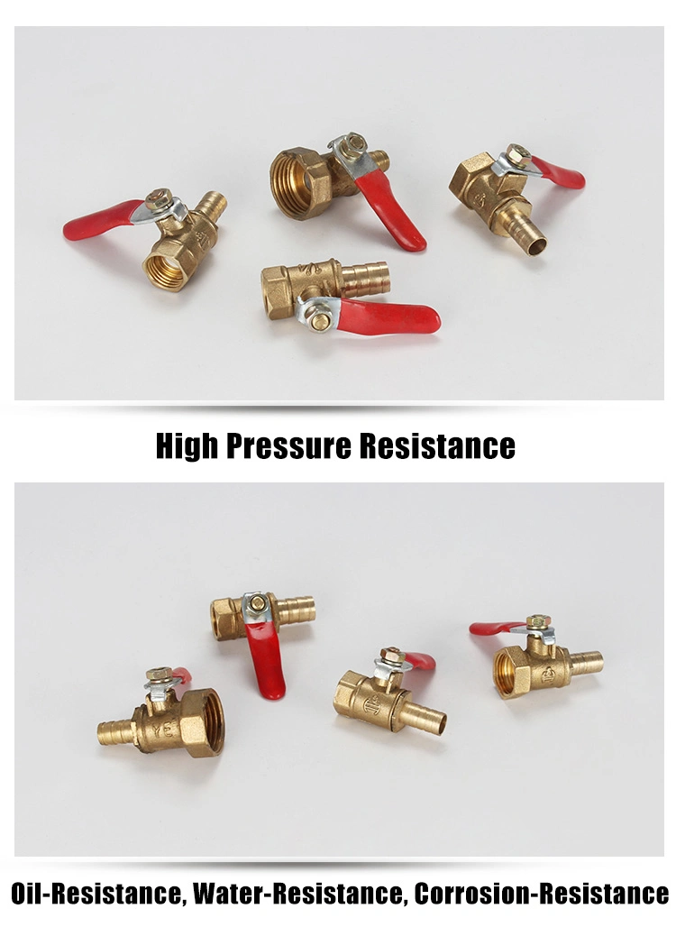 Brass Barbed Ball Valve Hose Barb Fitting Female Internal Thread Fitting Pneumatic Gas Valve